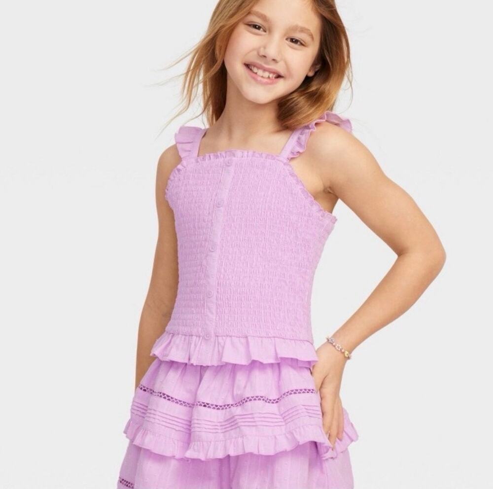 Roller Rabbit X Target Lilac Purple Ruffled Smocked Tank Top Size XS